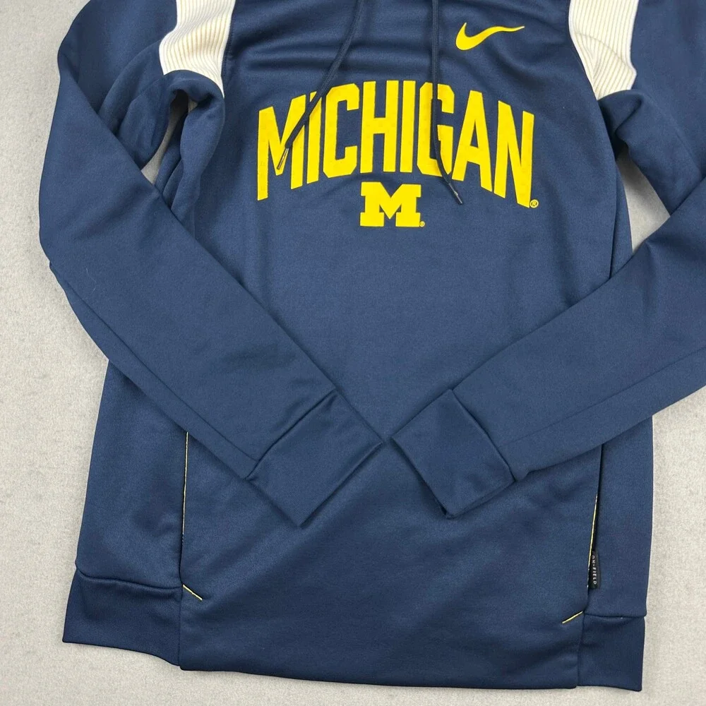 Michigan Wolverines Hoodie Men Small Navy Nike On Field Therma Fit Sweatshirt S